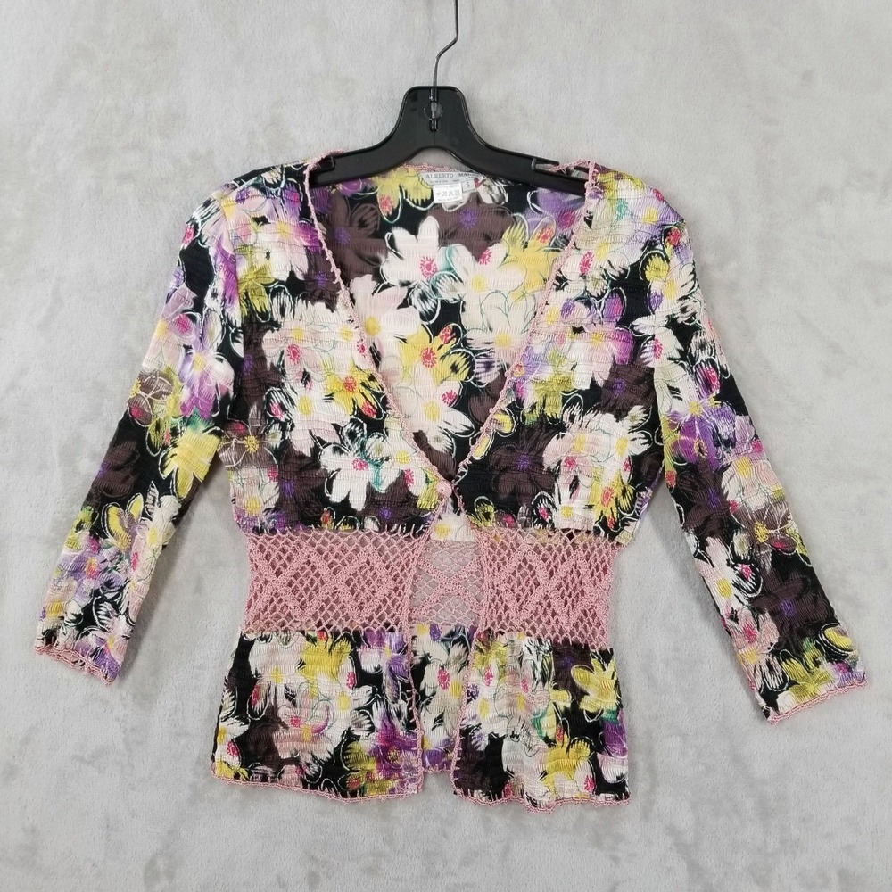 Alberto Makali Cardigan Womens S Floral Crochet Mesh Delicate Festival Boho